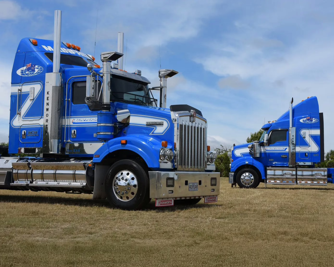 Custom Mainfreight Kenworth truck fleet vehicle wraps by Timaru Signs.