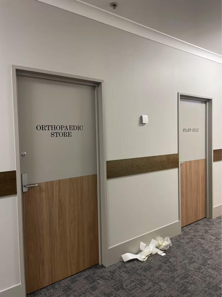 Interior medical clinic doors feature new wayfinding and staff signs, custom-designed and installed by Timaru Signs Graphix.